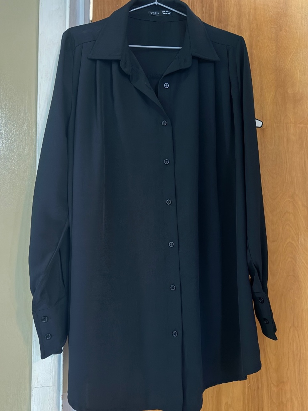 SHEIN Black Oversized Button-Up Shirt | Size Medium